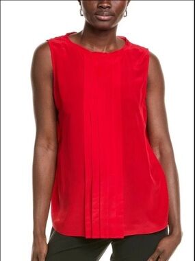 BOSS by Hugo Boss BEMIULA Red Silk Sleeveless Shell Top US 8 MSRP $298 NWT